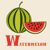 W for watermelon Vector Illustration hand-drawn style