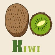 W for kiwi Vector Illustration hand-drawn style