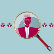 magnifying glass with head icons