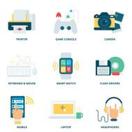 Modern devices vector icons set flat style