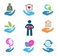 business vector logo design template palm or hand icon
