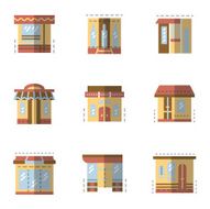 Flat color vector icons for building facade