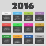 Calendar Template for Year 2016 N6