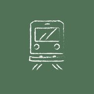 Back view of train icon drawn in chalk