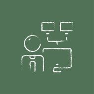 Man with monitors icon drawn in chalk