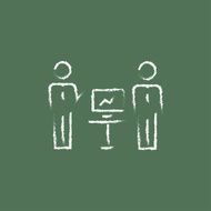 Business presentation icon drawn in chalk
