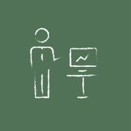Business presentation icon drawn in chalk N2