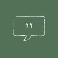 Speech square with comma icon drawn in chalk