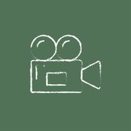 Video camera icon drawn in chalk