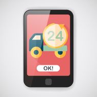 24 hours shopping freight transport flat icon with long shadow