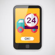 24 hours shopping freight transport flat icon with long shadow N2