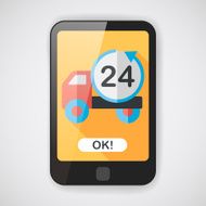 24 hours shopping freight transport flat icon with long shadow N3