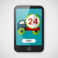 24 hours shopping freight transport flat icon with long shadow N4