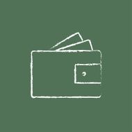 Wallet with money icon drawn in chalk
