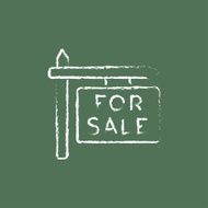 For sale signboard icon drawn in chalk