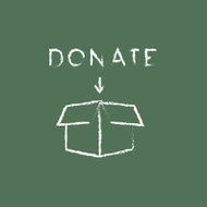 Donation box icon drawn in chalk
