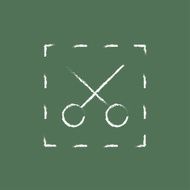 Scissors with dotted lines icon drawn in chalk