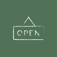 Open sign icon drawn in chalk