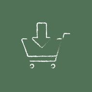 Online shopping cart icon drawn in chalk