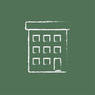 Condominium building icon drawn in chalk
