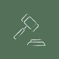 Auction gavel icon drawn in chalk