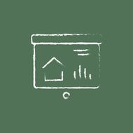 Presentation on the projector screen icon drawn in chalk