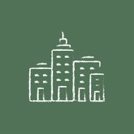 Residential buildings icon drawn in chalk