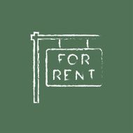 For rent placard icon drawn in chalk