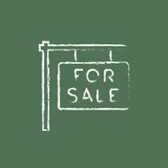For sale placard icon drawn in chalk