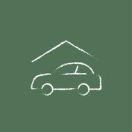 Car garage icon drawn in chalk