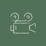 Video camera icon drawn in chalk N2