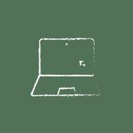 Laptop and cursor icon drawn in chalk