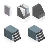 Folders and storage boxes detailed isometric set