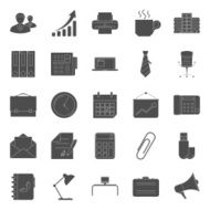 Office and marketing silhouettes icons set