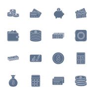 Money and financial silhouettes icons set