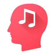 Male head icon with a musical note