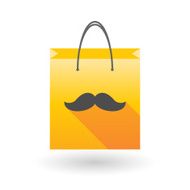 Yellow shopping bag icon with a moustache