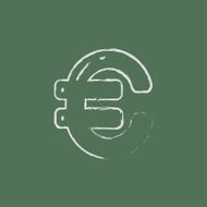 Euro symbol icon drawn in chalk