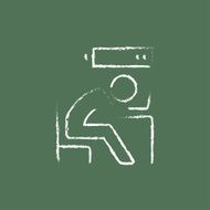 Bsinessman with low power icon drawn in chalk