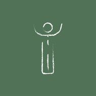 Man with raised arms icon drawn in chalk