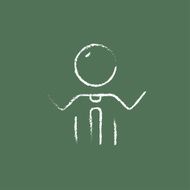 Man with raised arms icon drawn in chalk N2