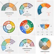 Set 9 templates Infographics cyclic processes four positions N2