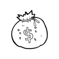 line drawing cartoon bag of money