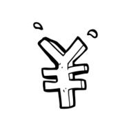 line drawing cartoon yen symbol
