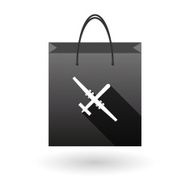 Black shopping bag icon with a war drone