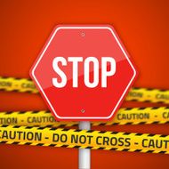 Vector Stop Road Sign with Yellow Caution Do Not Cross