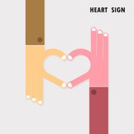 Creative hand sign and heart abstract vector logo design