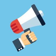 Vector hand with megaphone icon