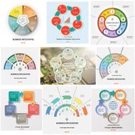 Set 9 templates Infographics cyclic processes on five positions