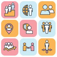 Human resources and management thin line icons set